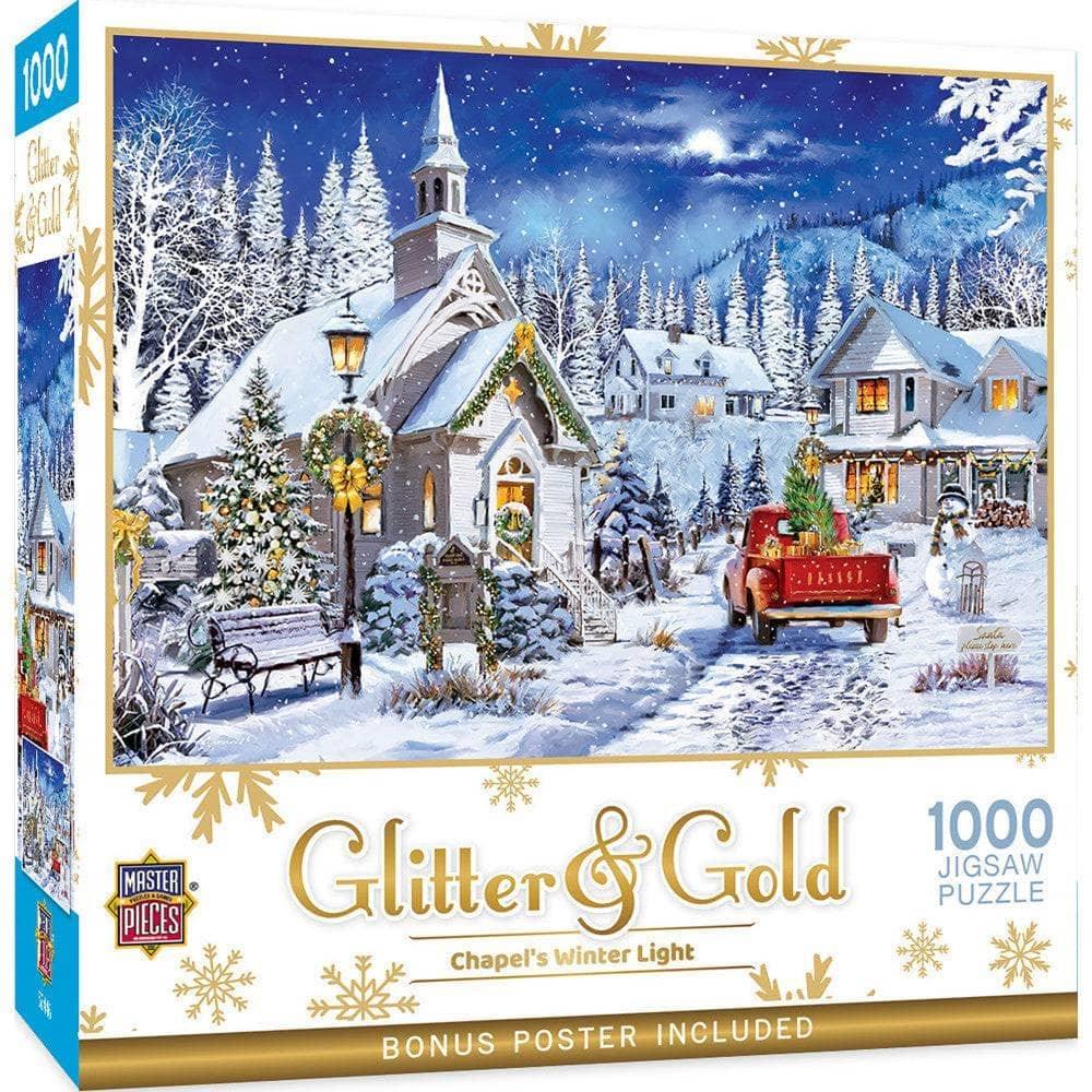 Glitter & Gold - Chapel's Winter Light 1000 Piece Jigsaw Puzzle | Masterpieces Puzzles - BIG FRENCHIES