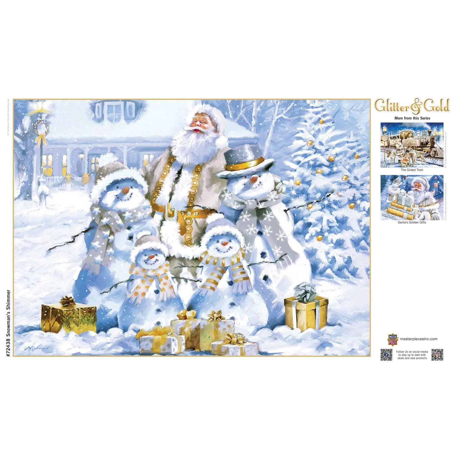 Glitter & Gold - Snowman's Shimmer 1000 Piece Jigsaw Puzzle | Masterpieces Puzzles - BIG FRENCHIES