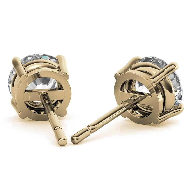 3.50 CTW Lab-Grown Round Diamond Stud Earrings in 14k Gold – E-F/VS AGI Certified