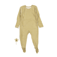 The Printed Snap Romper - Golden Gingham
