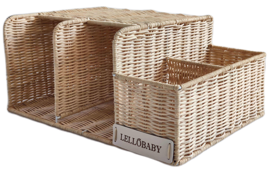 LELLOBABY™ X Hampton BABY - Deluxe Rattan Diaper Caddy