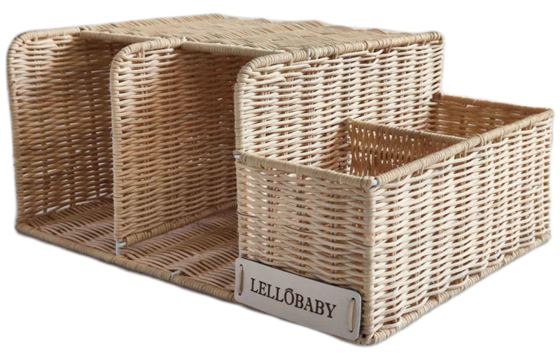 LELLOBABY™ X Hampton BABY - Deluxe Rattan Diaper Caddy - BIG FRENCHIES