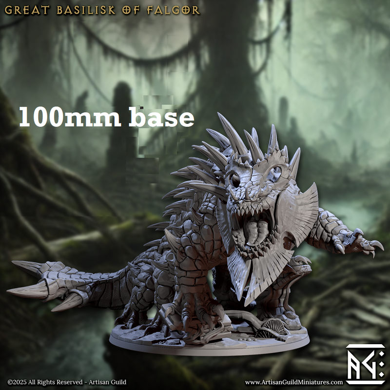 Great Basilisk of Falgor (Lizard Beast Epic Boss)-3D Printed Miniatures-BIG FRENCHIES-All Systems Go Games