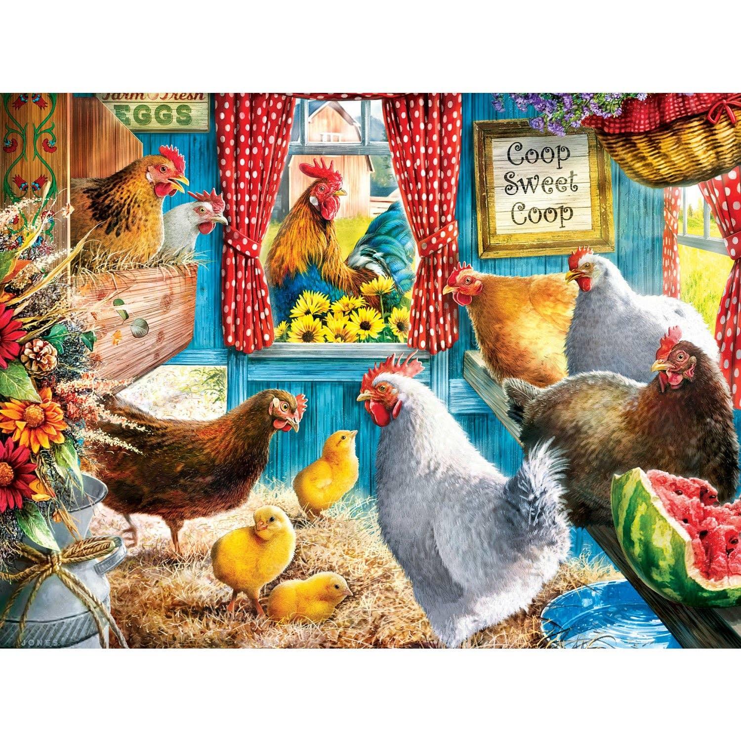 Green Acres - Cluckington Palace 300 Piece EZ Grip Puzzle | Masterpieces - BIG FRENCHIES