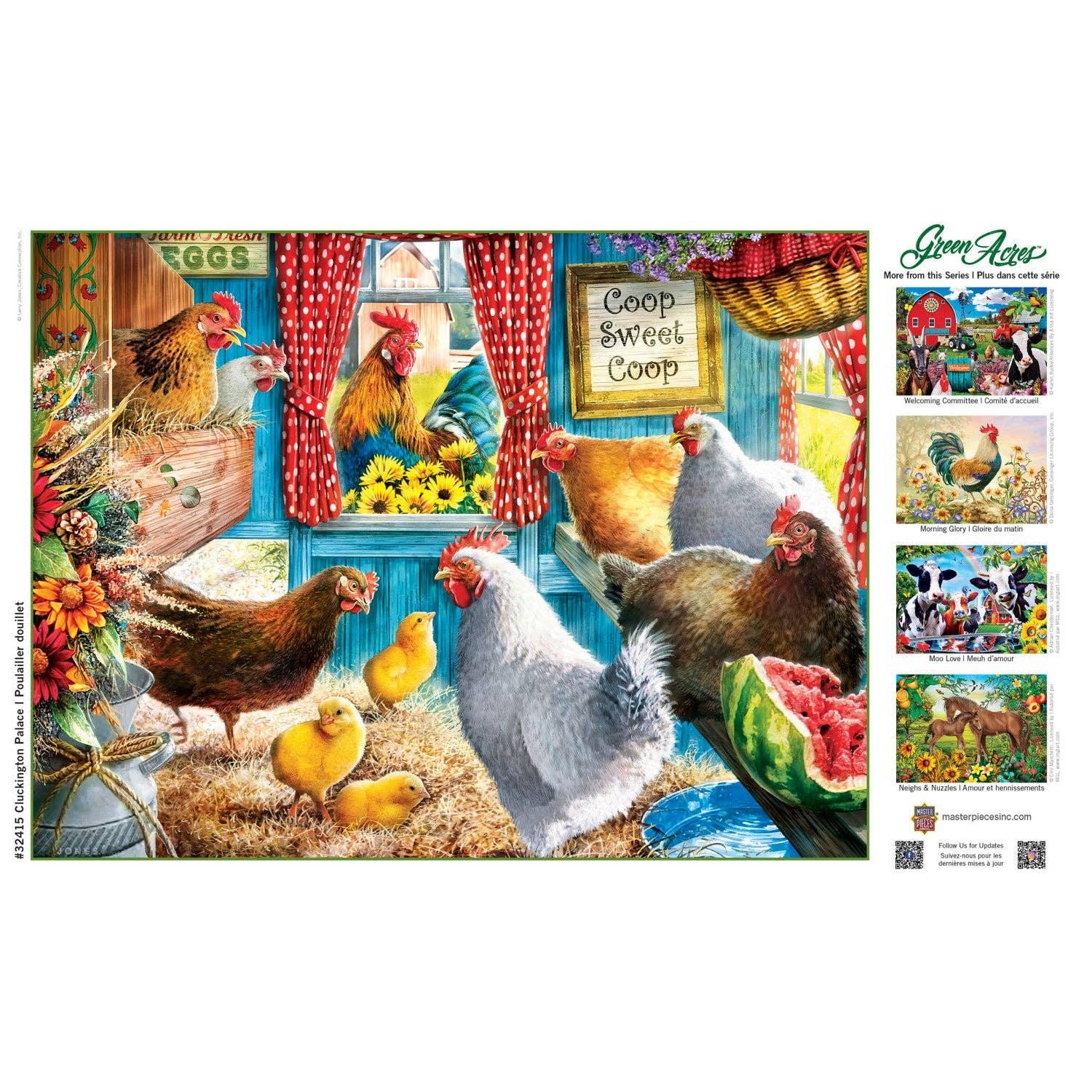 Green Acres - Cluckington Palace 300 Piece EZ Grip Puzzle | Masterpieces - BIG FRENCHIES