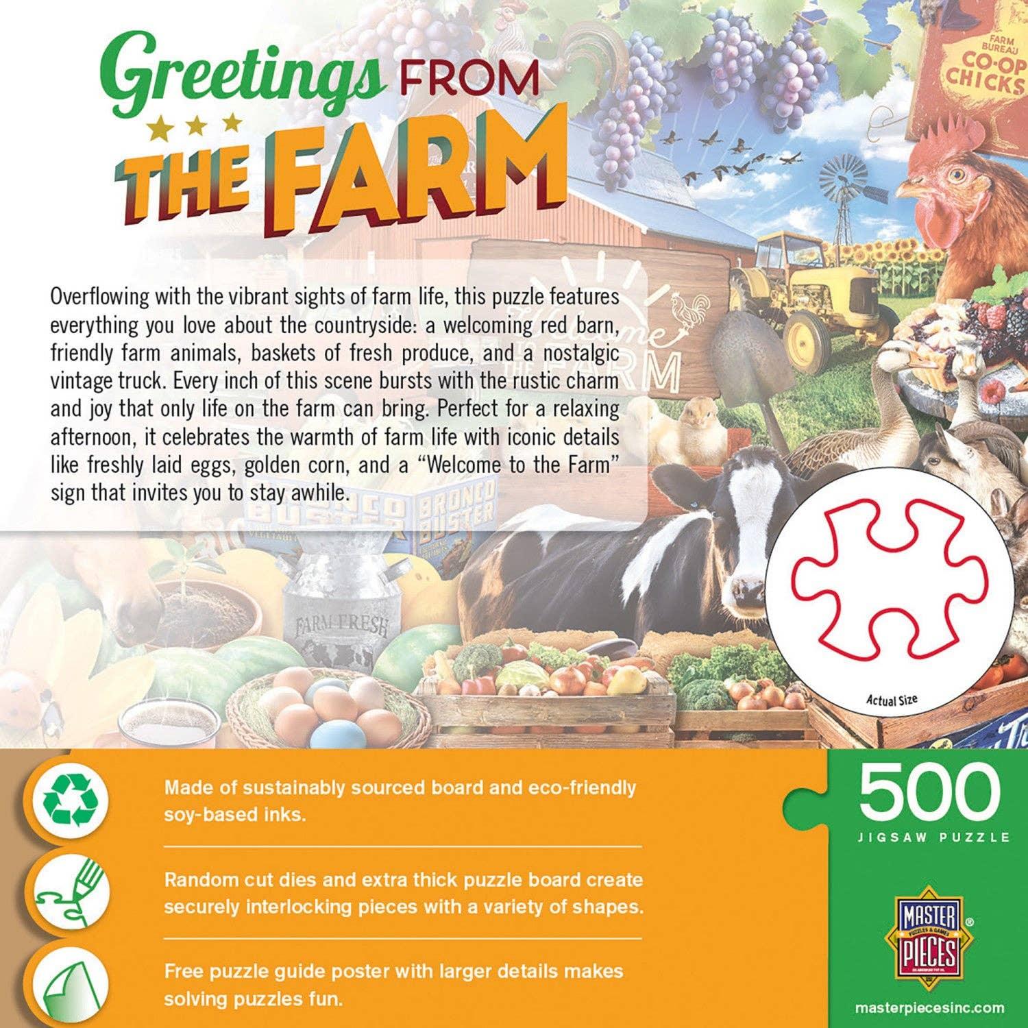 Greetings From the Farm 500 Piece Jigsaw Puzzle by Masterpieces Puzzles - BIG FRENCHIES