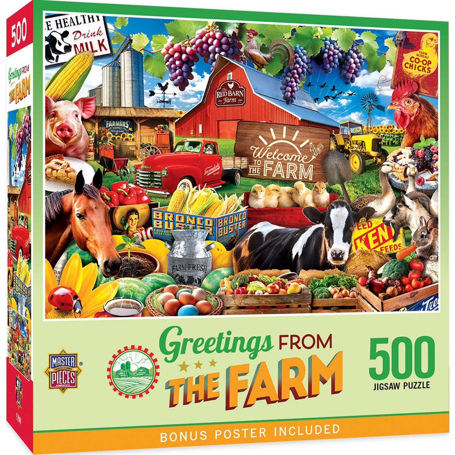 Greetings From the Farm 500 Piece Jigsaw Puzzle by Masterpieces Puzzles - BIG FRENCHIES