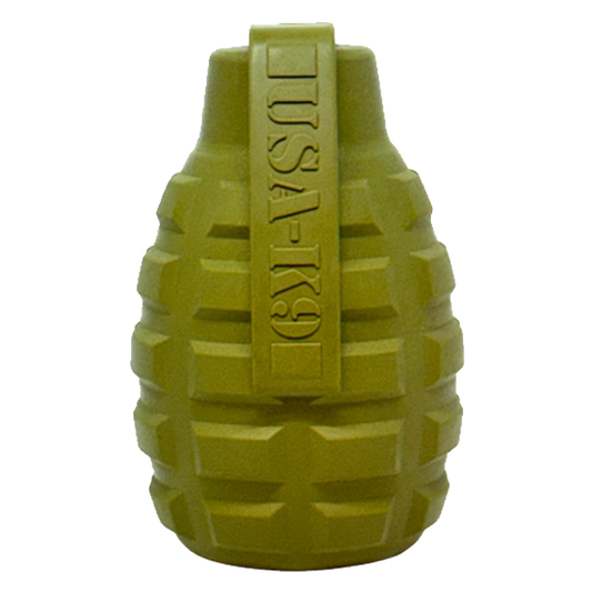 Grenade Shaped eDispenser Durable Dog Chew Toy & Treat Dispenser - Army Green - BIG FRENCHIES