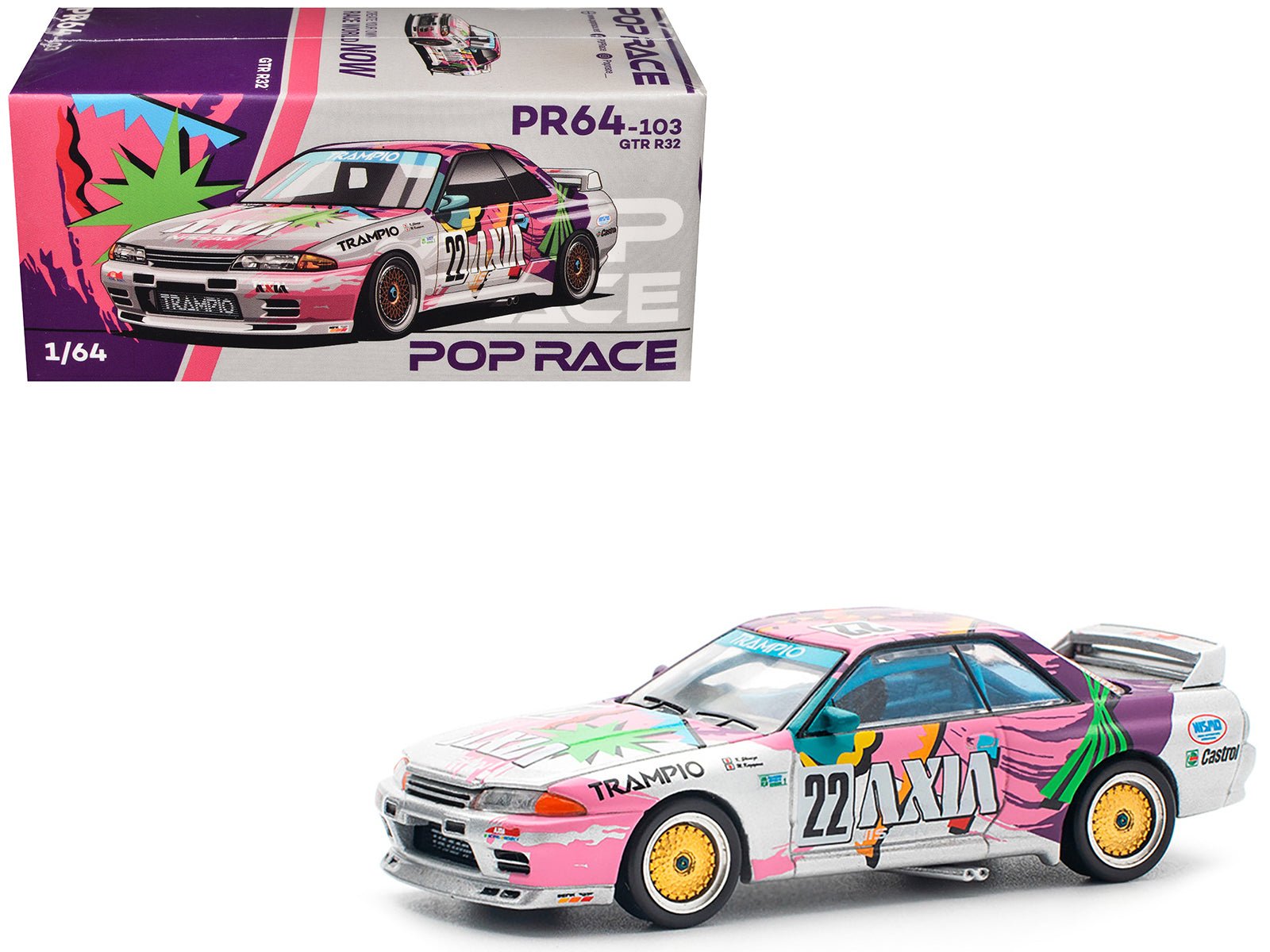 GTR R32 RHD (Right Hand Drive) #22 Masahiko Kageyama - Kazuo Shimizu "Axia" Group A "Japanese Touring Car Championship" (1991) 1/64 Diecast Model Car by Pop Race  free shipping USA