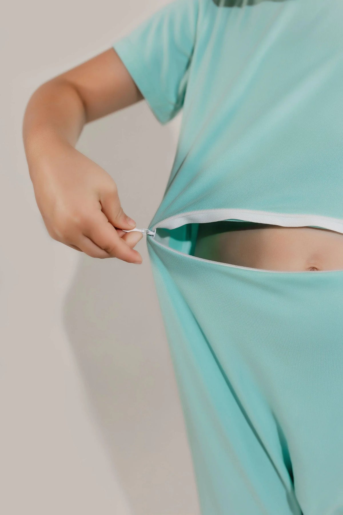 Mint Bamboo Lyocell Romper with G-Tube Access - BIG FRENCHIES