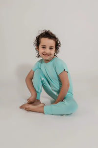 Mint Bamboo Lyocell Romper with G-Tube Access - BIG FRENCHIES