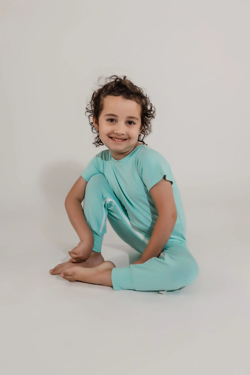 Mint Bamboo Lyocell Romper with G-Tube Access - BIG FRENCHIES