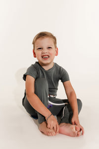 Deep Teal Bamboo Lyocell Romper with G-Tube Access