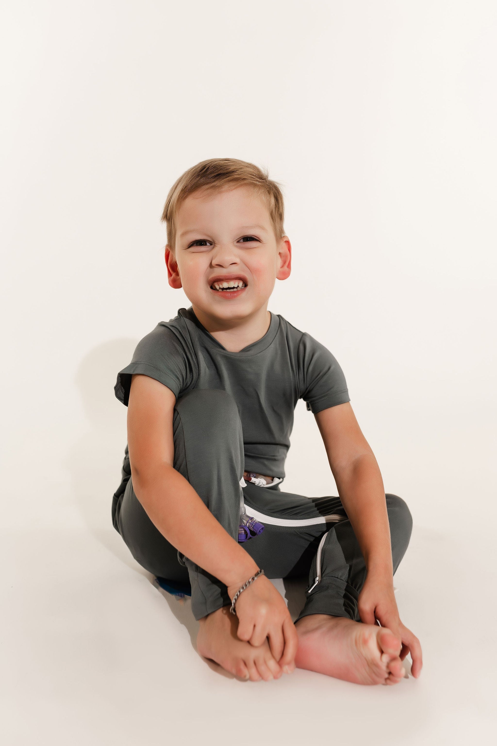 Deep Teal Bamboo Lyocell Romper with G-Tube Access