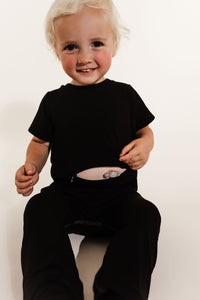 Black Bamboo Lyocell Romper with G-Tube Access