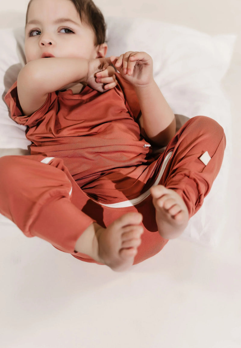 Mauve Bamboo Lyocell Romper with G-Tube Access - BIG FRENCHIES