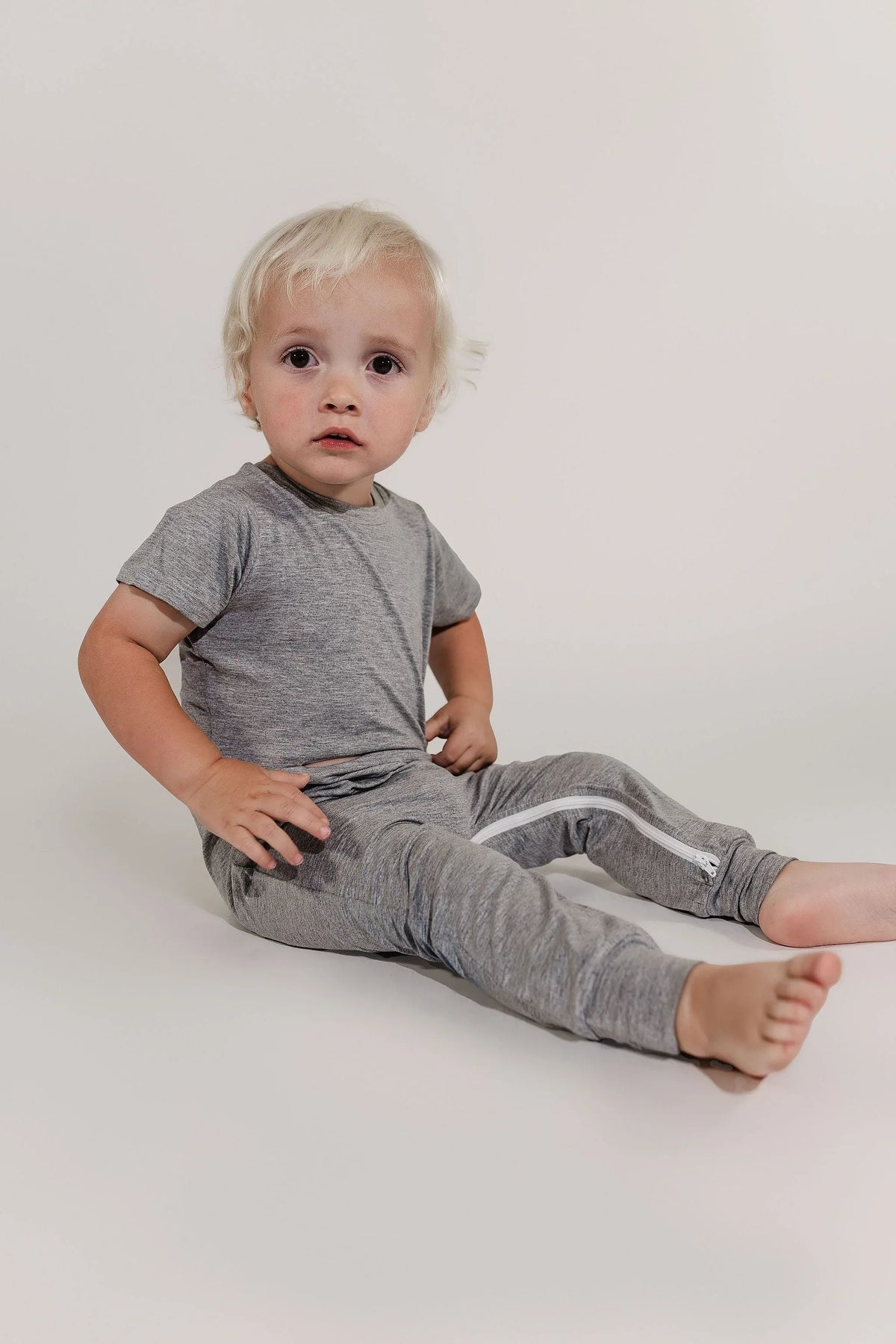 Grey Bamboo Lyocell Romper with G-Tube Access - BIG FRENCHIES