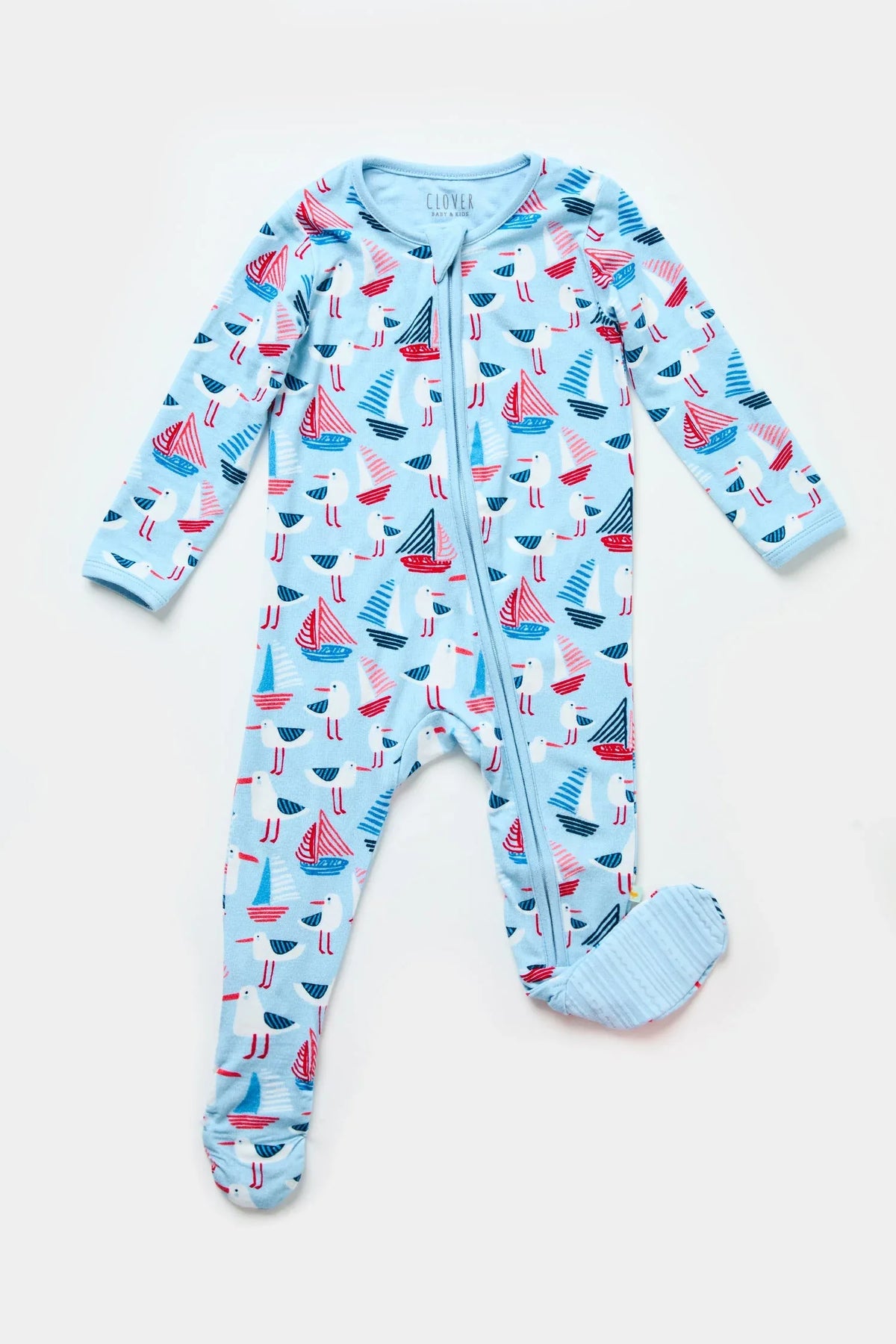 Soft & Stretchy Zipper Footie - Seagulls - BIG FRENCHIES