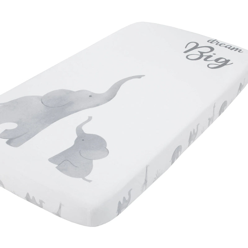 Elephant Tribe Grey and White 100% Cotton Photo Op Fitted Crib Sheet - BIG FRENCHIES