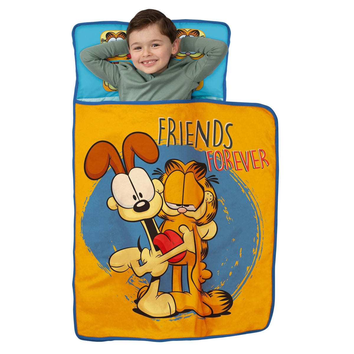Garfield Forever Friends Toddler Nap Mat - Includes Attached Pillow and Fleece Blanket - BIG FRENCHIES
