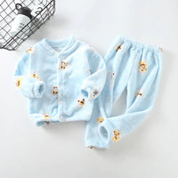 Kids' Fleece Pajama Set with Cartoon Print - # BAAA81810019