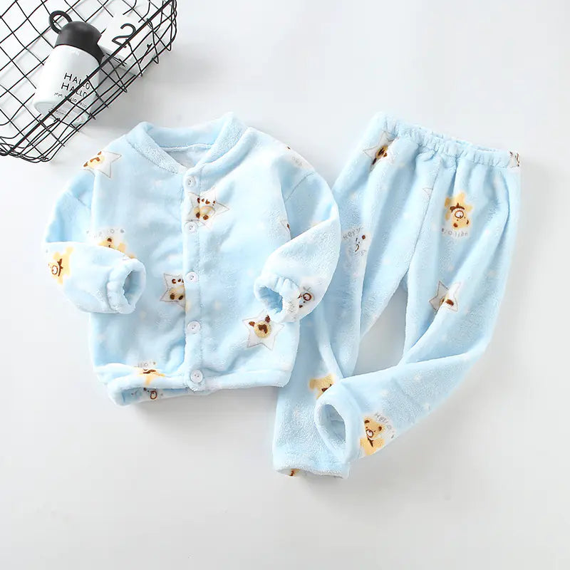 Kids' Fleece Pajama Set with Cartoon Print - # BAAA81810019