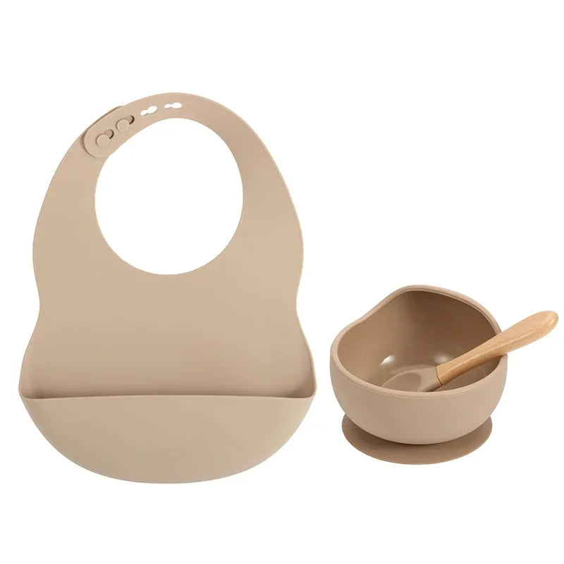 Colorful Silicone Feeding Set for Babies: Bib, Bowl, and Spoon - BIG FRENCHIES