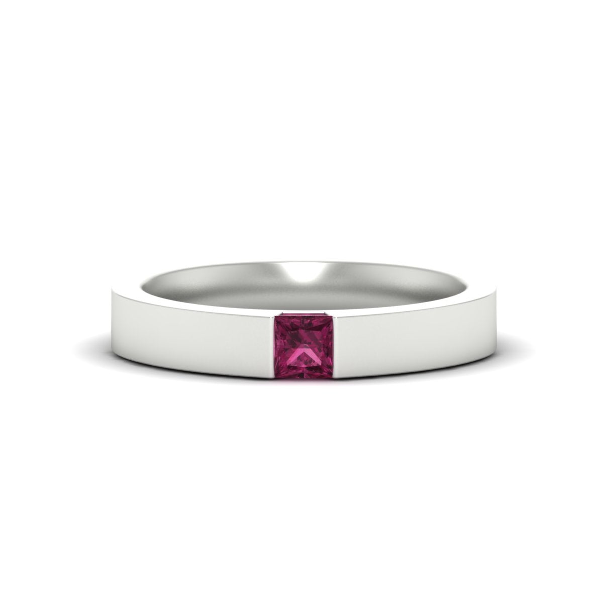 Half Bezel Solitaire Mens Engagement Ring
