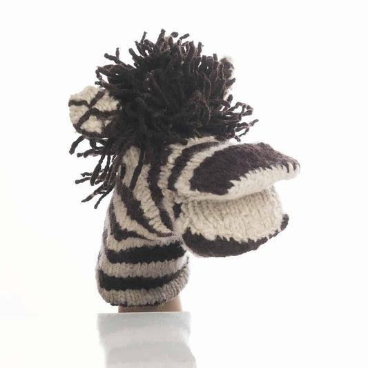 Organic Wool Knit Hand Puppet | Zachary the Zebra - BIG FRENCHIES