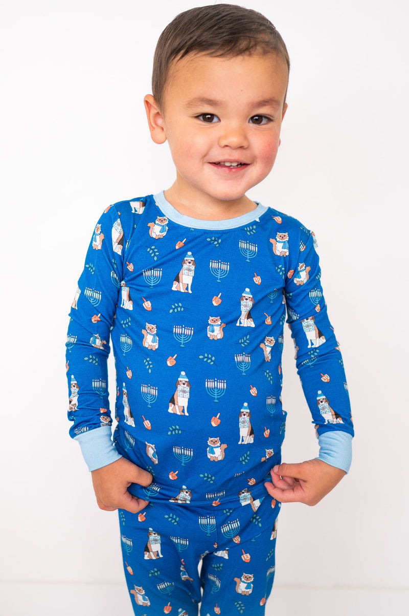 Hanukkah Pets (Long Sleeve PJ) - Blue - BIG FRENCHIES