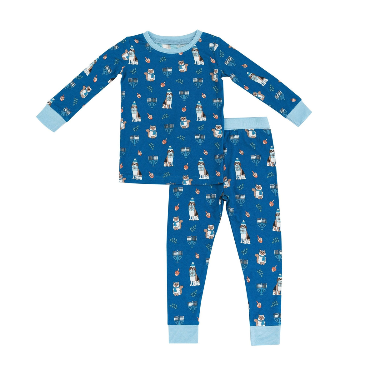 Hanukkah Pets (Women's Long Sleeve PJ) - Blue - BIG FRENCHIES