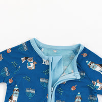 Hanukkah Pets (Convertible Zip Footies) - Blue - BIG FRENCHIES