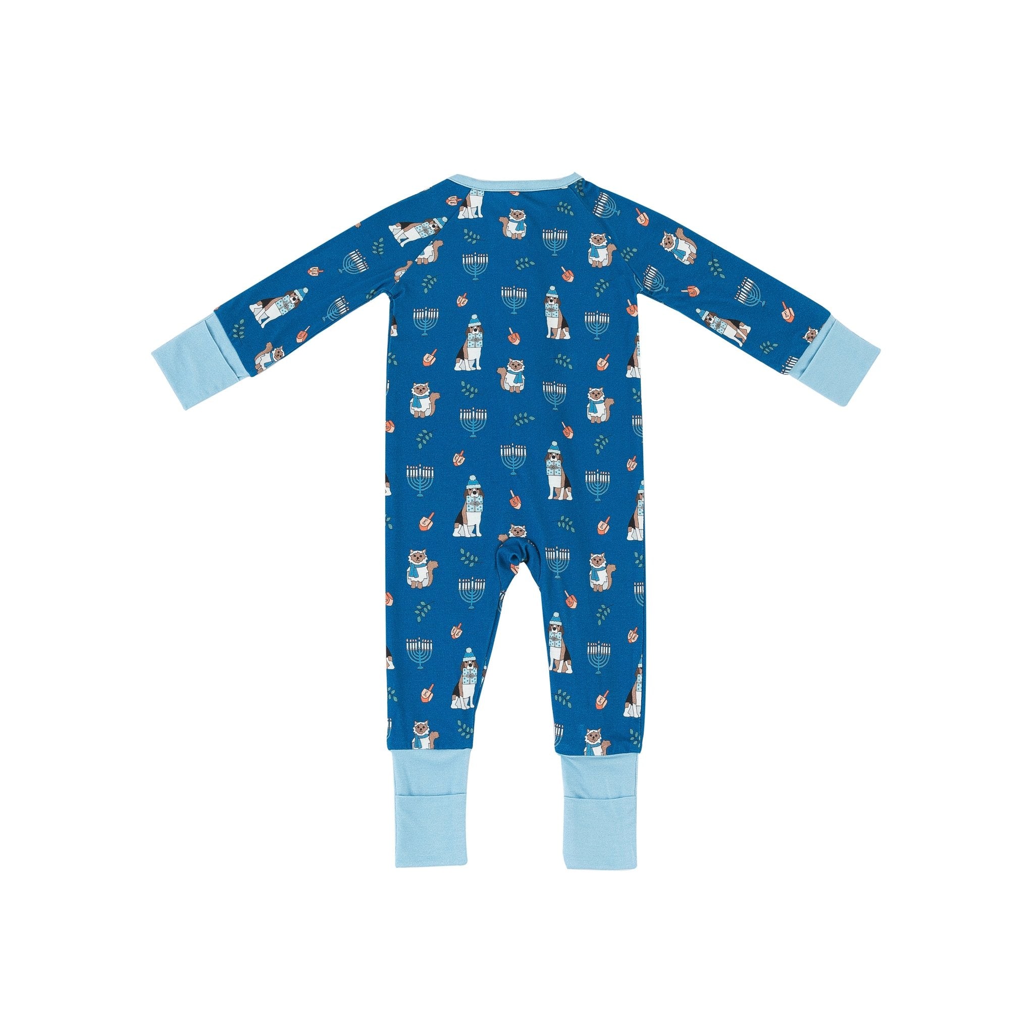 Hanukkah Pets (Convertible Zip Footies) - Blue - BIG FRENCHIES