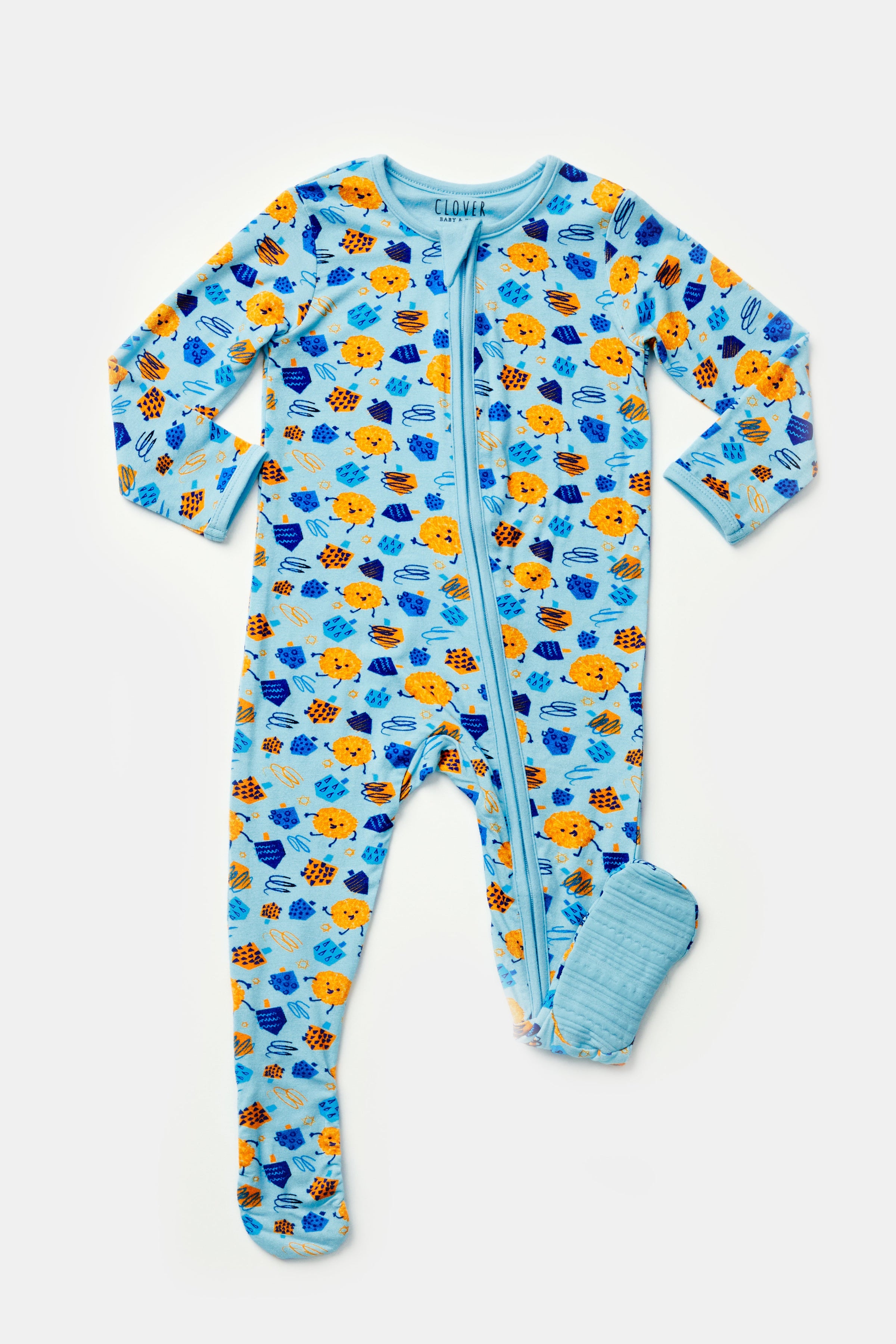 Soft & Stretchy Zipper Footie - Dreidels