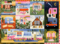 Happy Campers 1000 Piece Puzzle by Puzzlefolk | Dreamy Camping & Glamping Fun