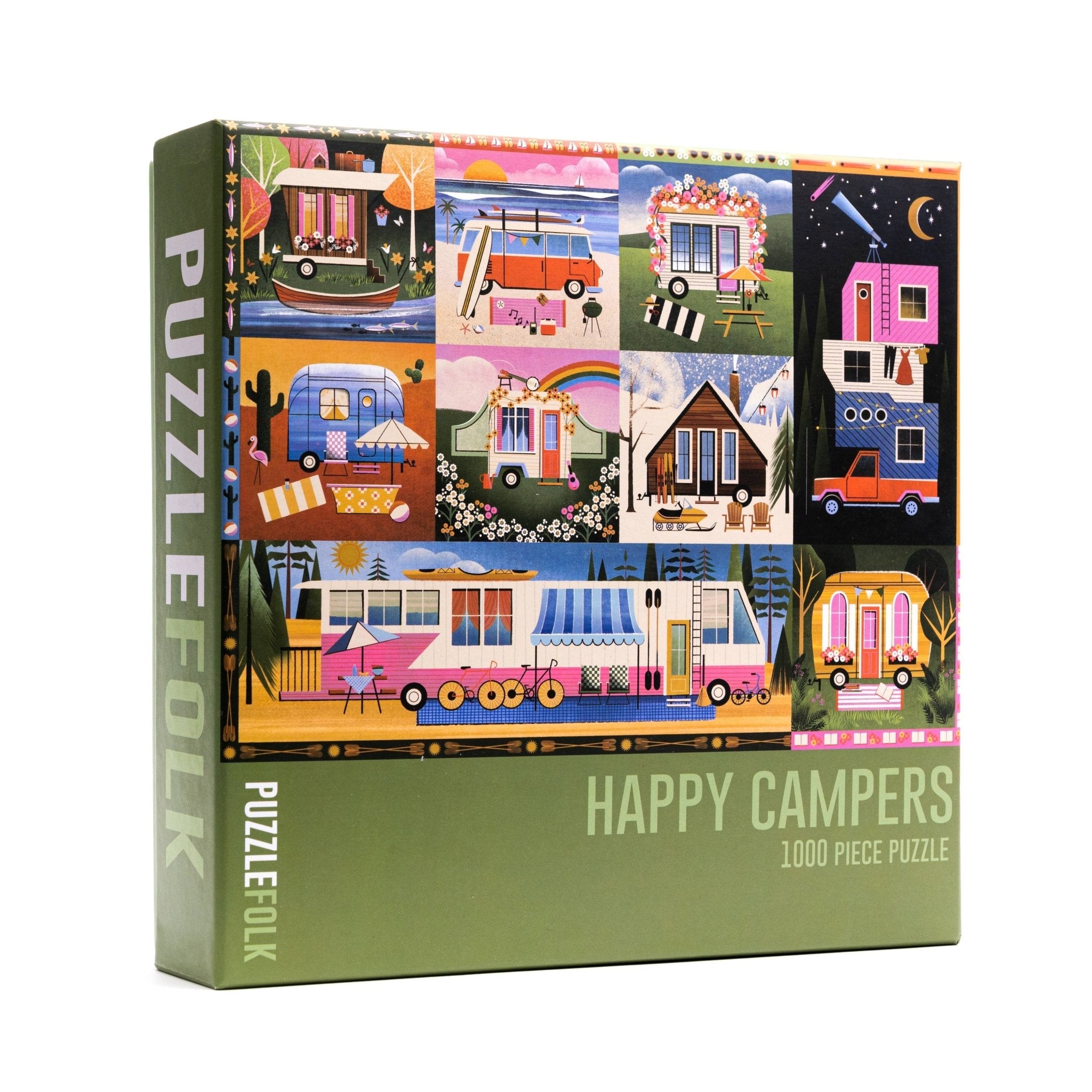 Happy Campers 1000 Piece Puzzle by Puzzlefolk | Dreamy Camping & Glamping Fun