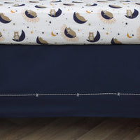 Goodnight Sleep Tight White and Blue Koala, Sloth, Bear, Star, and Moon 4 Piece Nursery Crib Bedding Set - Comforter, 100% Cotton Fitted Crib Sheet, Crib Skirt, and Storage - BIG FRENCHIES