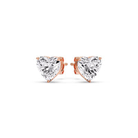 3 Prong Heart Shaped Diamond Solitaire Stud Earring in Basket Setting