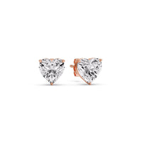 3 Prong Heart Shaped Diamond Solitaire Stud Earring in Basket Setting