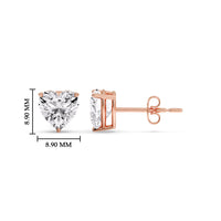 3 Prong Heart Shaped Diamond Solitaire Stud Earring in Basket Setting