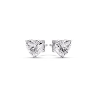 3 Prong Heart Shaped Diamond Solitaire Stud Earring in Basket Setting