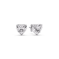 3 Prong Heart Shaped Diamond Solitaire Stud Earring in Basket Setting