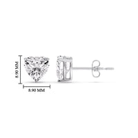 3 Prong Heart Shaped Diamond Solitaire Stud Earring in Basket Setting