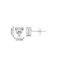 3 Prong Heart Shaped Diamond Solitaire Stud Earring in Basket Setting
