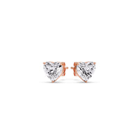 3 Prong Heart Shaped Diamond Solitaire Stud Earring in Basket Setting
