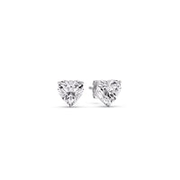 3 Prong Heart Shaped Diamond Solitaire Stud Earring in Basket Setting