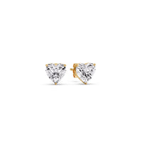 3 Prong Heart Shaped Diamond Solitaire Stud Earring in Basket Setting
