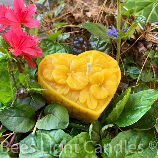 Heart with Flowers Beeswax Candle - BIG FRENCHIES