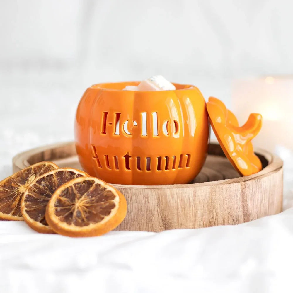 Hello Autumn Fall Pumpkin Oil Burner and Wax Warmer - BIG FRENCHIES