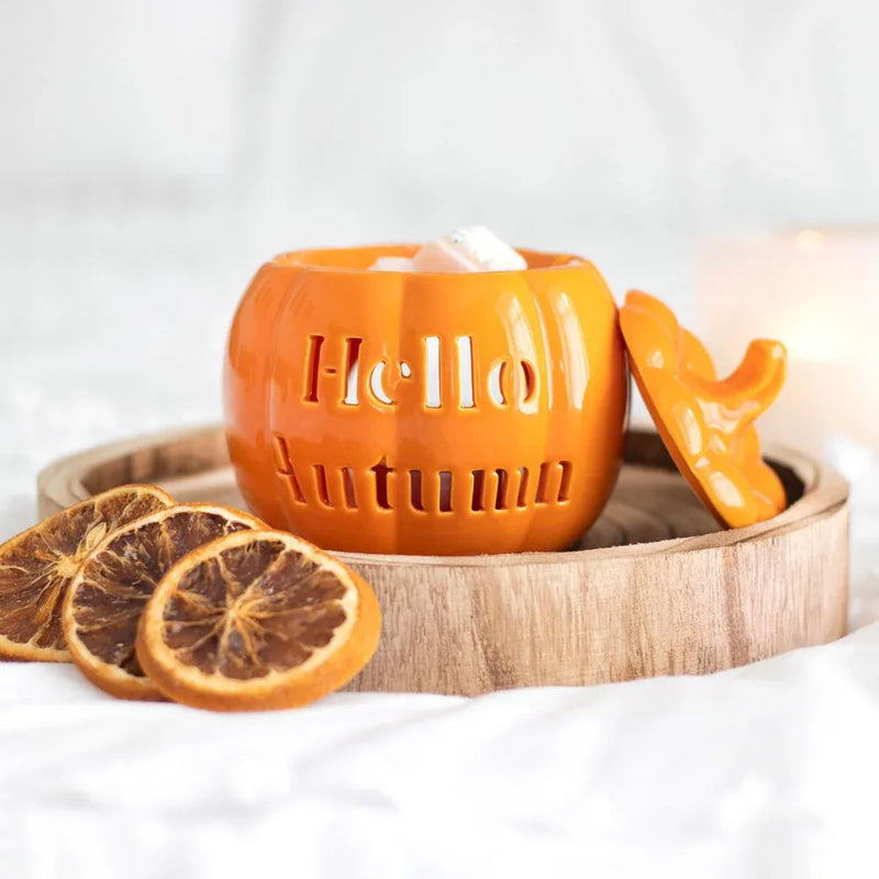 Hello Autumn Fall Pumpkin Oil Burner and Wax Warmer - BIG FRENCHIES